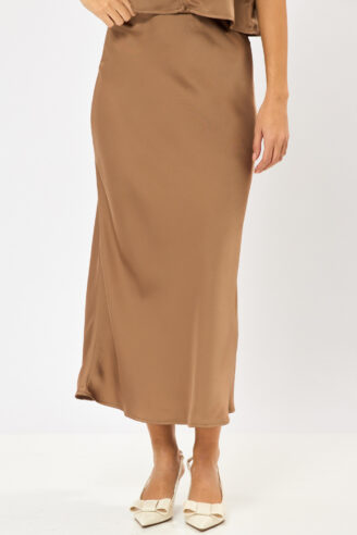 חצאית סאטן - חום