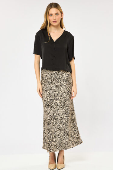 חצאית סאטן מודפסת