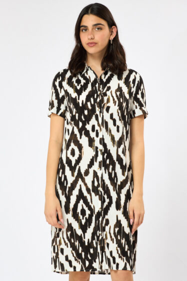 שמלה מכופתרת בדפוס אצטקי