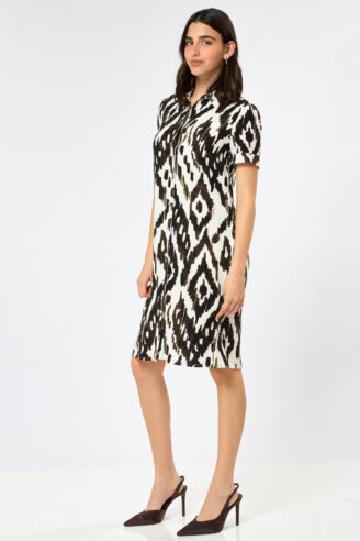 שמלה מכופתרת בדפוס אצטקי