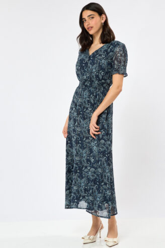 שמלת שיפון דפוס פרחים