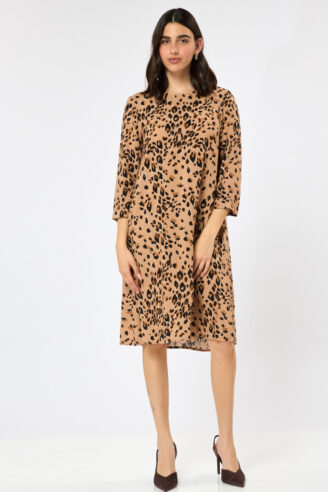 שמלת פרומו מודפסת שרוול 3/4