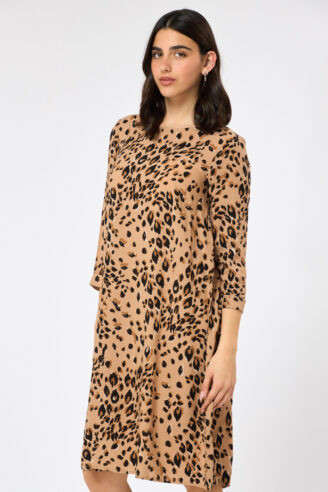 שמלת פרומו מודפסת שרוול 3/4