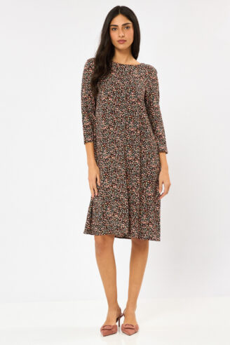 שמלת פרומו מודפסת שרוול 3/4