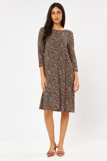 שמלת פרומו מודפסת שרוול 3/4