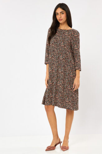 שמלת פרומו מודפסת שרוול 3/4