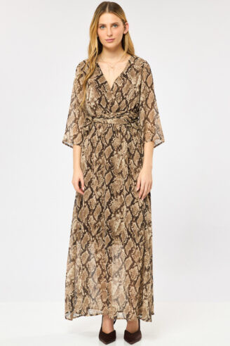 שמלת מקסי שיפון בהדפס חברבורות