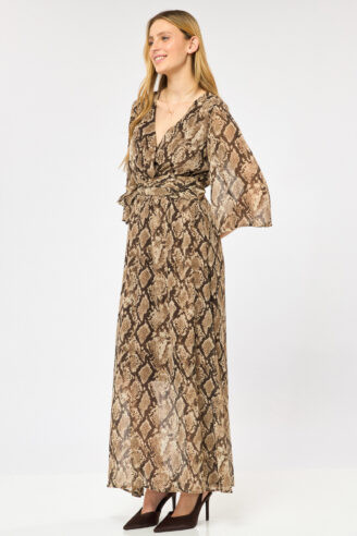 שמלת מקסי שיפון בהדפס חברבורות