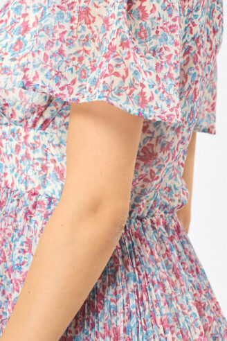 שמלת שיפון פרחונית בשילוב חוטי לורקס
