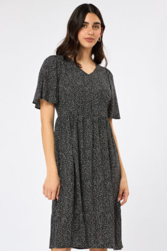 שמלה מודפסת עם צווארון V