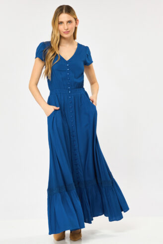 שמלת מקסי עם כפתורים קדמיים