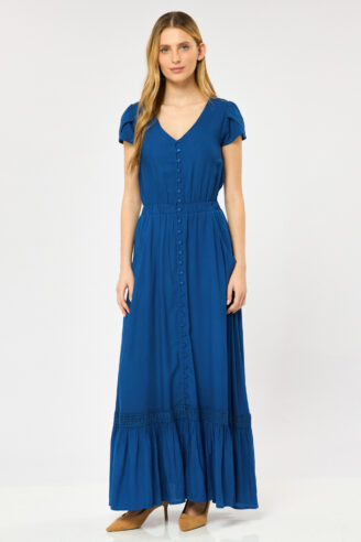 שמלת מקסי עם כפתורים קדמיים