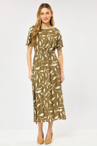 שמלה מודפסת בהדפס עלים