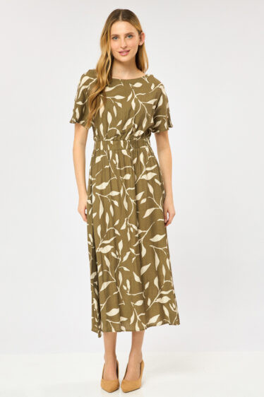 שמלה מודפסת בהדפס עלים