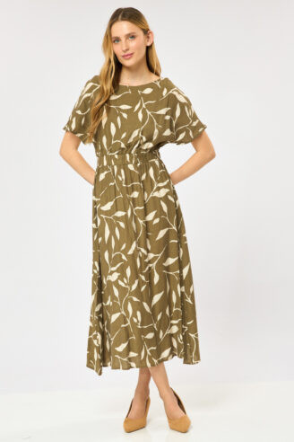 שמלה מודפסת בהדפס עלים