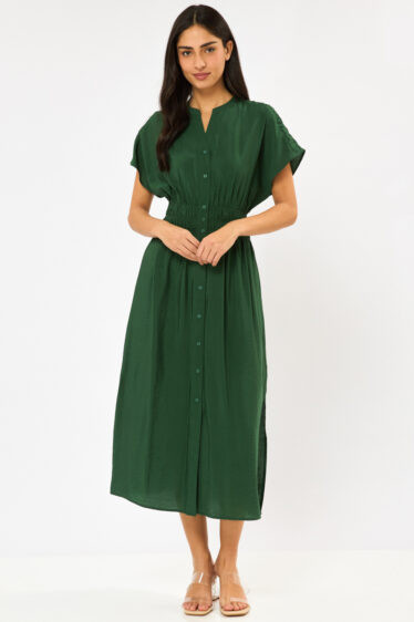 שמלה ארוכה עם צווארון סיני - ירוק