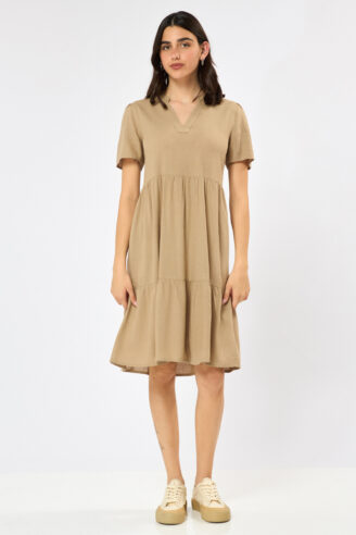 שמלה קייצית בהרכב פשתן - אבן