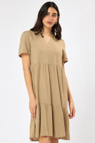 שמלה קייצית בהרכב פשתן - אבן