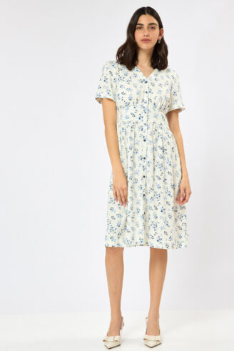 שמלה פרחונית בהרכב פשתן שמלה פרחונית בהרכב פשתן