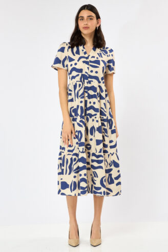 שמלת כפתורים מודפסת שמלת כפתורים מודפסת