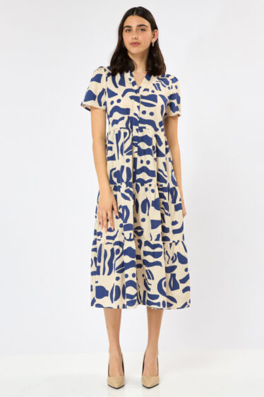 שמלת כפתורים מודפסת