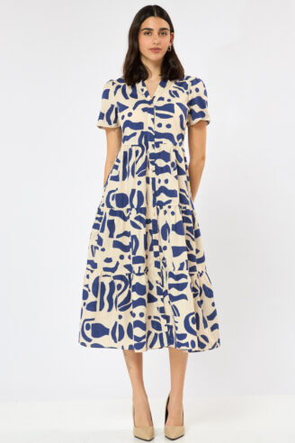 שמלת כפתורים מודפסת