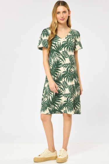 שמלה מודפסת עם צווארון V