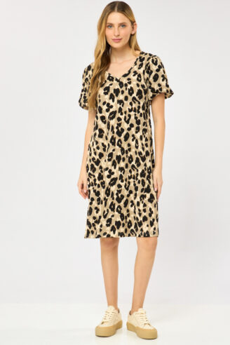 שמלה מודפסת עם צווארון V