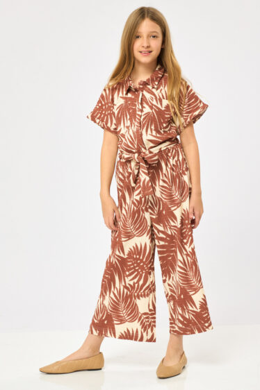 אוברול ילדות דפוס עלים