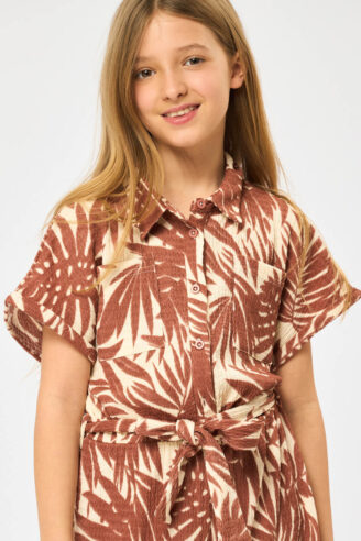 אוברול ילדות דפוס עלים