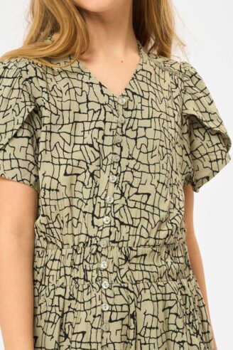 שמלת ילדות מודפסת עם כפתורים