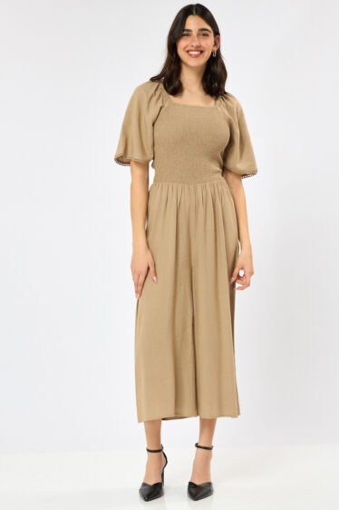 אוברול בגזרה משוחררת עם כיווצים - אבן