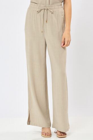 מכנס רחב בהרכב פשתן - אבן