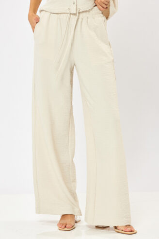 מכנס ארוך בגזרה רחבה - אבן