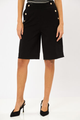 ברמודה אלגנטית עם כפתורים דקורטיביים - שחור