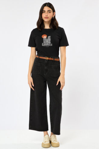 מכנס ג'ינס כיסים קדמיים - שחור