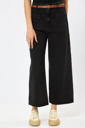 מכנס ג'ינס כיסים קדמיים - שחור