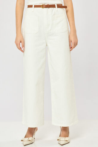 מכנס ג'ינס כיסים קדמיים - לבן