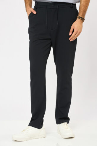 מכנסיים אלגנטיים jersey pique  - כחול נייבי