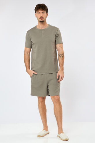 ברמודה פוטר מבד waffle - חום ברמודה פוטר מבד waffle - חום