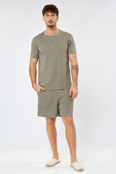 ברמודה פוטר מבד waffle - חום