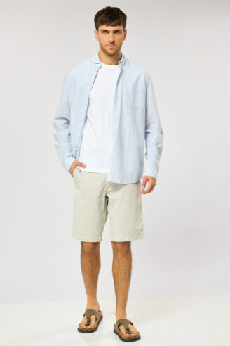 חולצה מכופתרת במראה פשתן גזרה רחבה